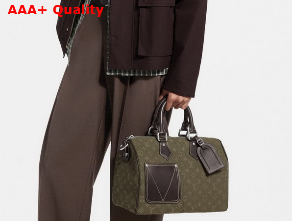 Louis Vuitton Speedy 30 Bandouliere Khaki Green Monogram Surplus Jacquard M29831 Replica