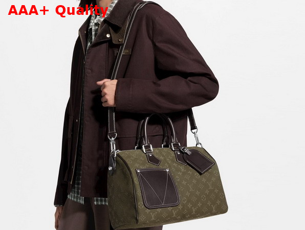 Louis Vuitton Speedy 30 Bandouliere Khaki Green Monogram Surplus Jacquard M29831 Replica