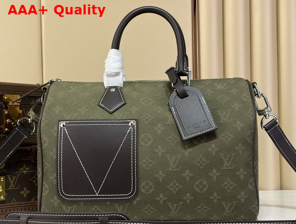 Louis Vuitton Speedy 30 Bandouliere Khaki Green Monogram Surplus Jacquard M29831 Replica