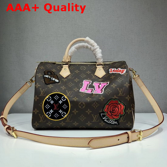 Louis Vuitton Speedy 30 Bandouliere Monogram Coated Canvas with Applied and Printed Patches M43989 Replica