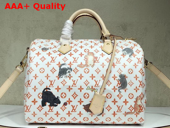 Louis Vuitton Speedy 30 Bandouliere White and Orange Transformed Monogram Canvas Replica