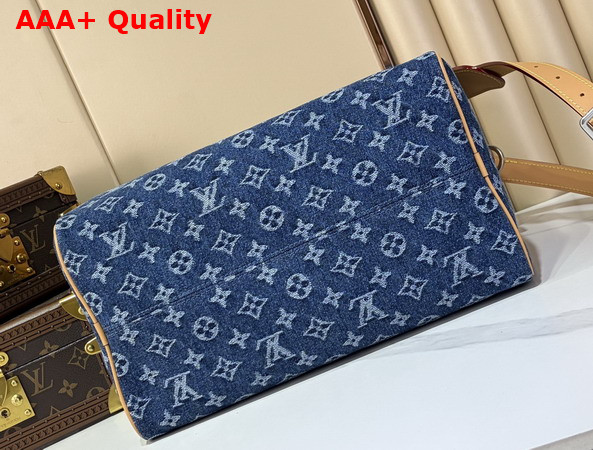 Louis Vuitton Speedy 30 Bandouliere in Blue Monogram Flowers Denim M27556 Replica