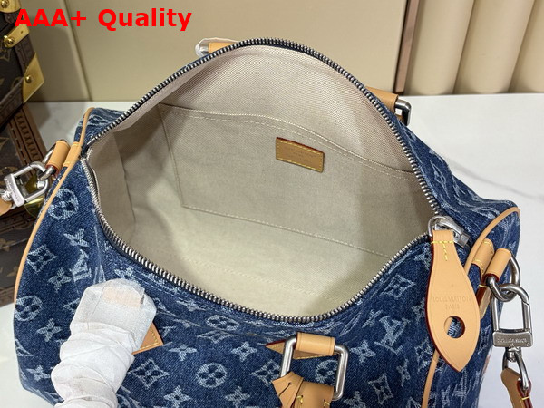 Louis Vuitton Speedy 30 Bandouliere in Blue Monogram Flowers Denim M27556 Replica