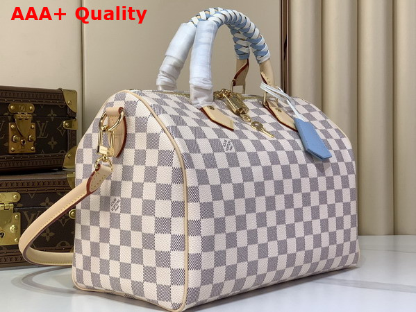 Louis Vuitton Speedy 30 Soft Damier Azur Canvas Braided Handles N40908 Replica