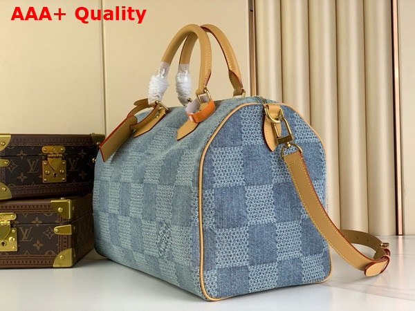Louis Vuitton Speedy 40 Bandouliere Blue Damier Denim 3D Cotton Canvas N40701 Replica