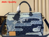 Louis Vuitton Speedy 40 Bandouliere Blue Denim Patchwork Approach M15277 Replica