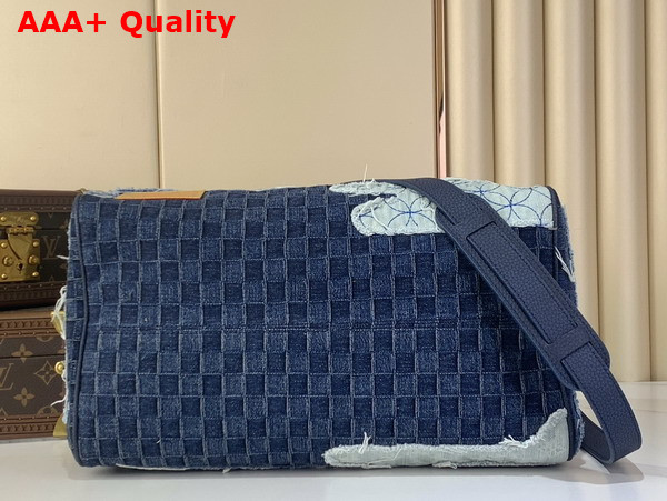 Louis Vuitton Speedy 40 Bandouliere Blue Denim Patchwork Approach M15277 Replica