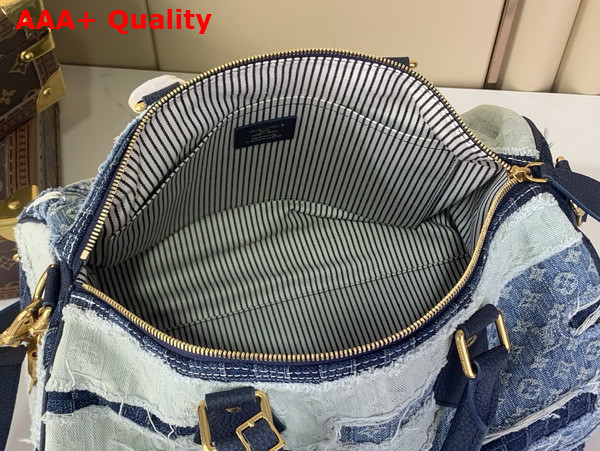 Louis Vuitton Speedy 40 Bandouliere Blue Denim Patchwork Approach M15277 Replica