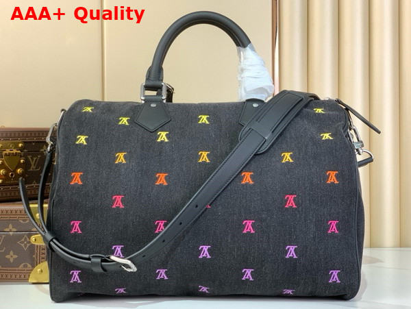 Louis Vuitton Speedy 40 Bandouliere Gradient Orange LV Blason Denim M14136 Replica