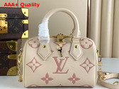 Louis Vuitton Speedy Bandouliere 20 Bicolor Monogram Empreinte Leather Creme Beige and Rose Trianon Pink M46397 Replica