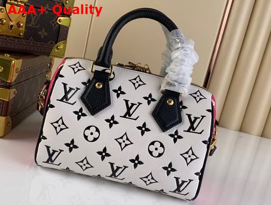 Louis Vuitton Speedy Bandouliere 20 Black White Monogram Empreinte Leather M46088 Replica