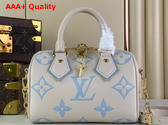 Louis Vuitton Speedy Bandouliere 20 Handbag Latte Candy Blue Monogram Empreinte Leather M46883 Replica
