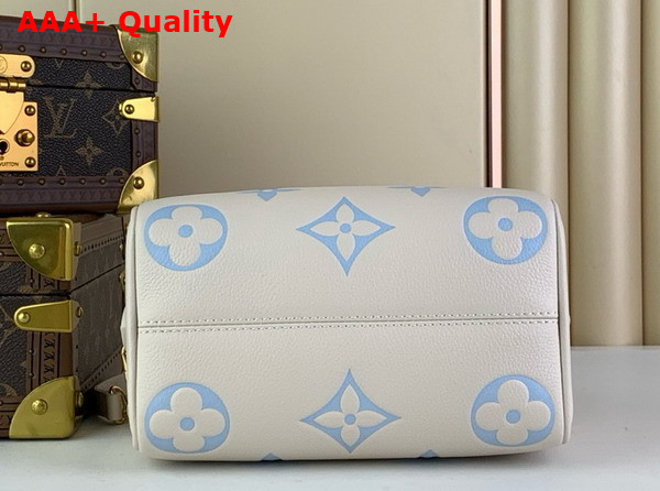 Louis Vuitton Speedy Bandouliere 20 Handbag Latte Candy Blue Monogram Empreinte Leather M46883 Replica