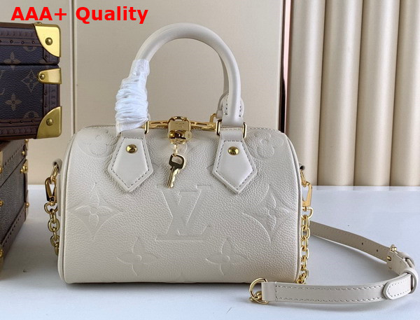 Louis Vuitton Speedy Bandouliere 20 Handbag in Beige Monogram Empreinte Leather Replica