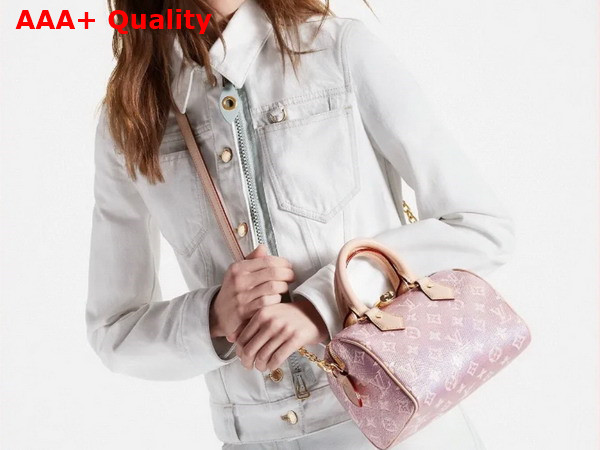 Louis Vuitton Speedy Bandouliere 20 Handbag in Pink Monoglam Coated Canvas Replica