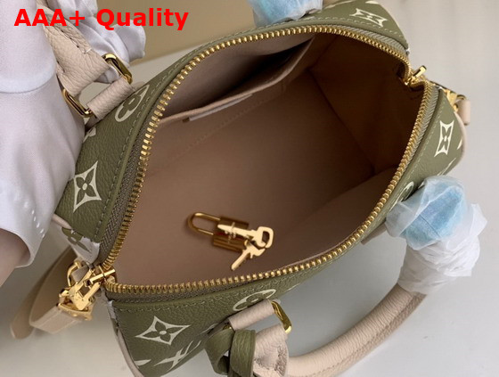 Louis Vuitton Speedy Bandouliere 20 Kaki Beige Monogram Empreinte Leather M46118 Replica