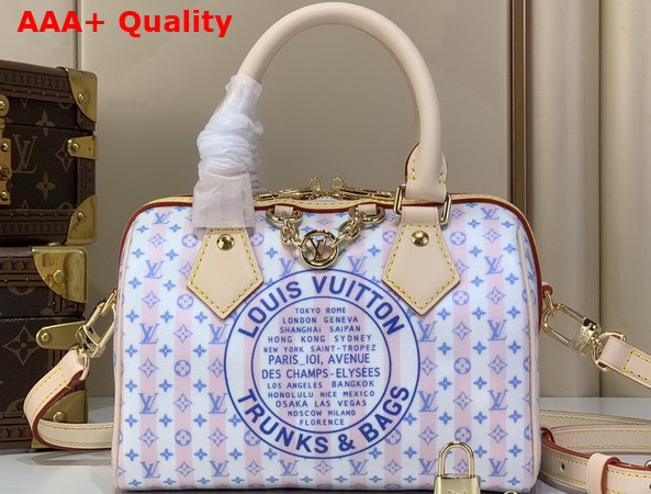 Louis Vuitton Speedy Bandouliere 20 LV Stamp Blue Coated Canvas M28668 Replica