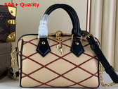 Louis Vuitton Speedy Bandouliere 20 Malletage Pattern Beige and Red Lambskin M24261 Replica