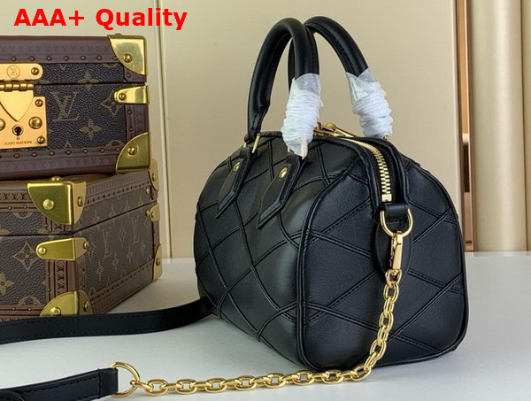 Louis Vuitton Speedy Bandouliere 20 Malletage Pattern Black Lambskin Replica