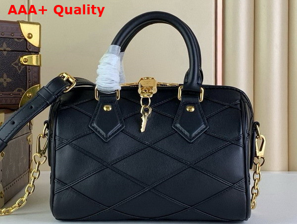 Louis Vuitton Speedy Bandouliere 20 Malletage Pattern Black Lambskin Replica