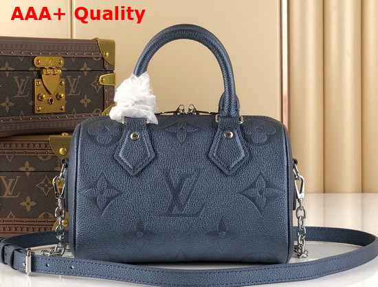 Louis Vuitton Speedy Bandouliere 20 Monogram Empreinte Leather Navy Nacre M58958 Replica