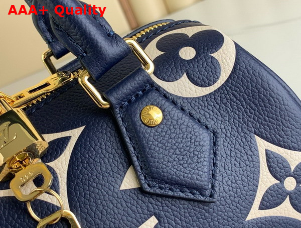 Louis Vuitton Speedy Bandouliere 20 Navy Blue Cream Bicolor Monogram Empreinte Leather M47048 Replica