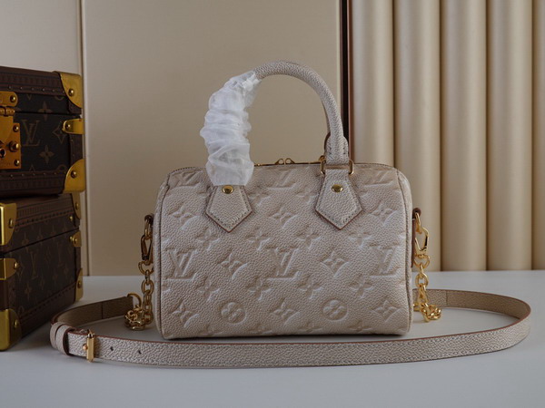 Louis Vuitton Speedy Bandouliere 20 Pale Beige Sprayed and Embossed Grained Cowhide Leather M46163 Replica