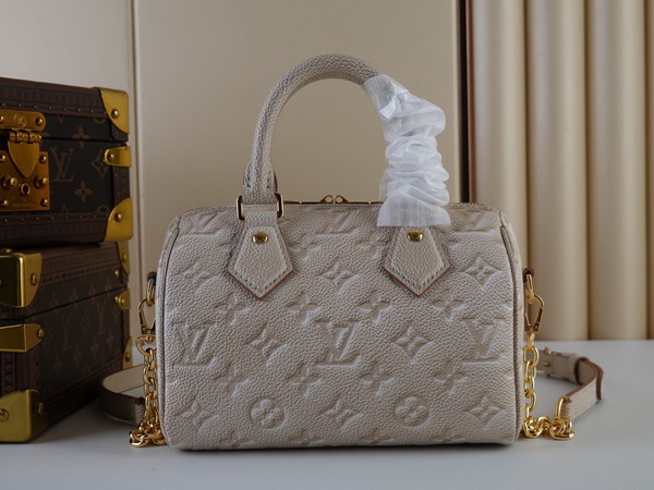 Louis Vuitton Speedy Bandouliere 20 Pale Beige Sprayed and Embossed Grained Cowhide Leather M46163 Replica