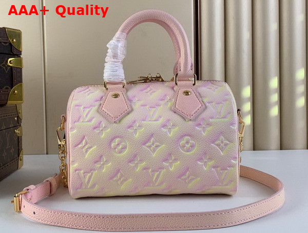 Louis Vuitton Speedy Bandouliere 20 Pink Sprayed and Embossed Grained Cowhide Leather Replica