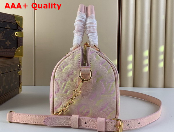 Louis Vuitton Speedy Bandouliere 20 Pink Sprayed and Embossed Grained Cowhide Leather Replica