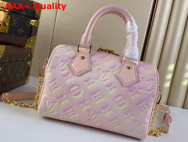 Louis Vuitton Speedy Bandouliere 20 Pink Sprayed and Embossed Grained Cowhide Leather Replica