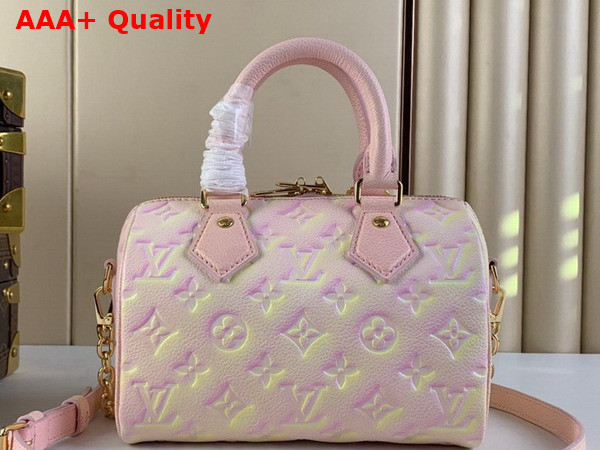 Louis Vuitton Speedy Bandouliere 20 Pink Sprayed and Embossed Grained Cowhide Leather Replica