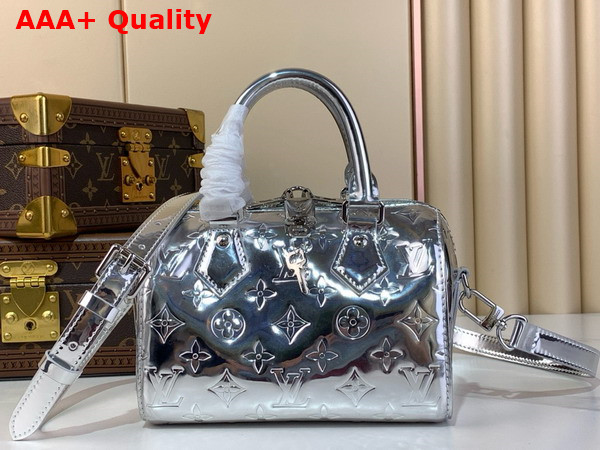 Louis Vuitton Speedy Bandouliere 20 Silver Monogram Embossed Coated Canvas M11987 Replica