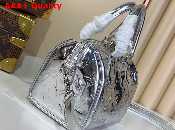 Louis Vuitton Speedy Bandouliere 20 Silver Monogram Embossed Coated Canvas M11987 Replica