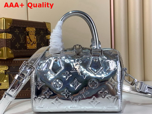 Louis Vuitton Speedy Bandouliere 20 Silver Monogram Embossed Coated Canvas M11987 Replica