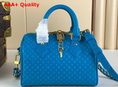 Louis Vuitton Speedy Bandouliere 20 in Blue Small Monogram Motif Embossed Calfskin M22596 Replica