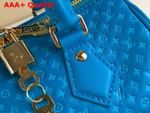 Louis Vuitton Speedy Bandouliere 20 in Blue Small Monogram Motif Embossed Calfskin M22596 Replica