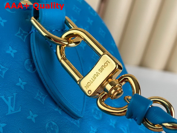 Louis Vuitton Speedy Bandouliere 20 in Blue Small Monogram Motif Embossed Calfskin M22596 Replica