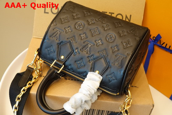 Louis Vuitton Speedy Bandouliere 22 Black Embossed Lambskin Leather M58631 Replica
