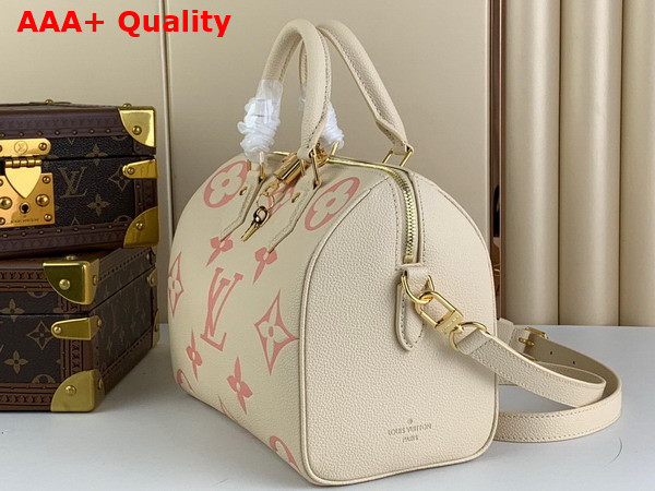 Louis Vuitton Speedy Bandouliere 25 Bicolor Monogram Empreinte Leather Creme Beige and Rose Trianon Pink Replica