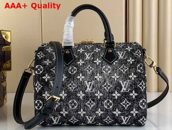 Louis Vuitton Speedy Bandouliere 25 Black Denim Jacquard Textile Replica