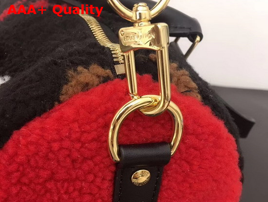 Louis Vuitton Speedy Bandouliere 25 Black and Coquelicot Red Shearling M55423 Replica