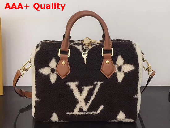 Louis Vuitton Speedy Bandouliere 25 Brown and Creme Beige Shearling M55422 Replica