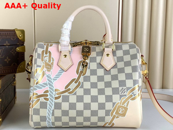 Louis Vuitton Speedy Bandouliere 25 Damier Azur Canvas Decorated with a Bold Nautical Print N40473 Replica