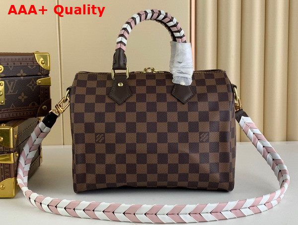Louis Vuitton Speedy Bandouliere 25 Damier Ebene Coated Canvas Braided Handles and Strap N40450 Replica