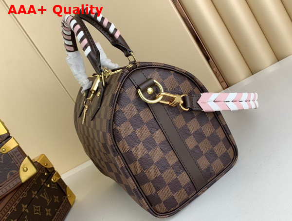 Louis Vuitton Speedy Bandouliere 25 Damier Ebene Coated Canvas Braided Handles and Strap N40450 Replica