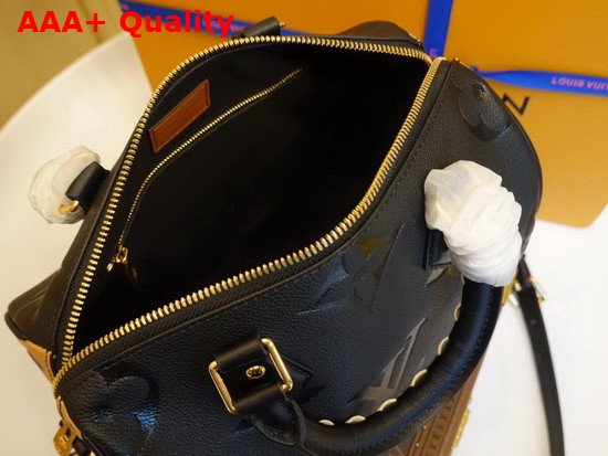 Louis Vuitton Speedy Bandouliere 25 Handbag in Black Embossed Monogram Empreinte Leather with an Oversized LV Pattern and a Bold Leopard Print on the Sides M58524 Replica