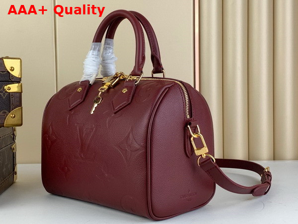 Louis Vuitton Speedy Bandouliere 25 Handbag in Burgundy Monogram Empreinte Leather Replica