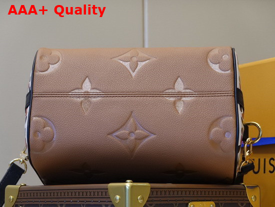Louis Vuitton Speedy Bandouliere 25 Handbag in Caramel Embossed Monogram Empreinte Leather with an Oversized LV Pattern and a Bold Leopard Print on the Sides M45840 Replica