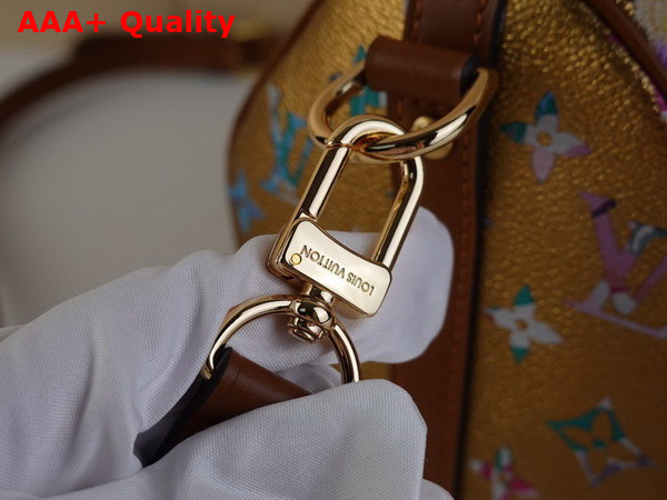 Louis Vuitton Speedy Bandouliere 25 Handbag in Metallic Gold Color Coated Canvas M21317 Replica